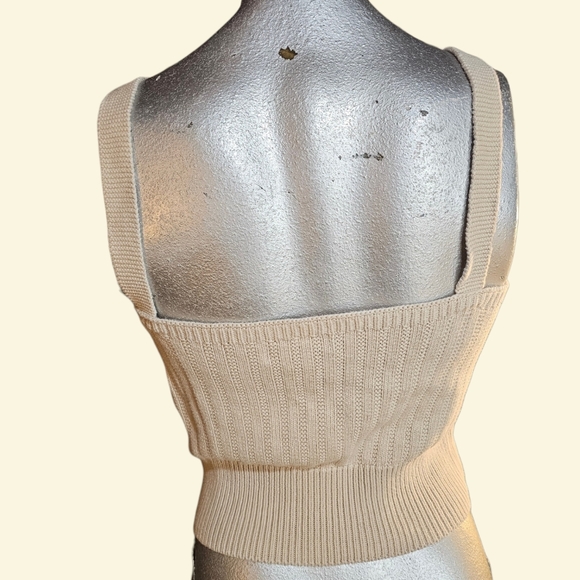 🌼4/$30 Streetwear Society Cropped Knit Tank Top Ivory Beige XL ✨ - Picture 6 of 9